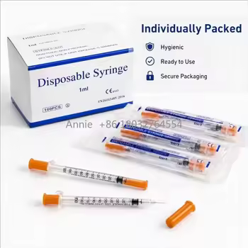 Individually packed disposable syringes