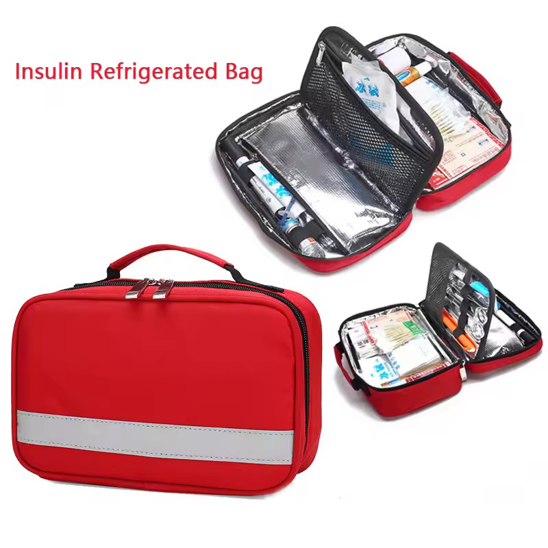 Insulated insulin travel bag — red